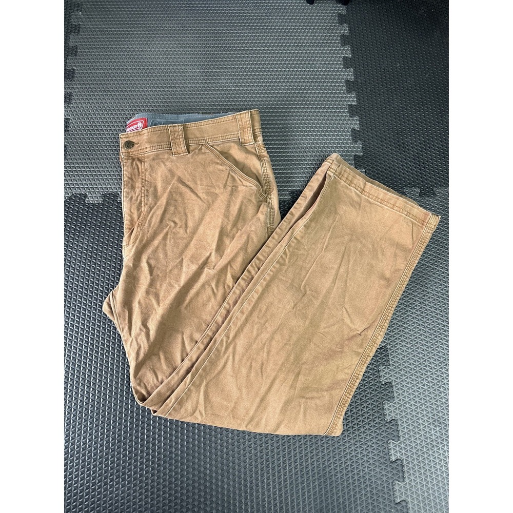 Coleman Men's Tan Canvas Carpenter Work Pants Size 38x32 Relaxed Fit